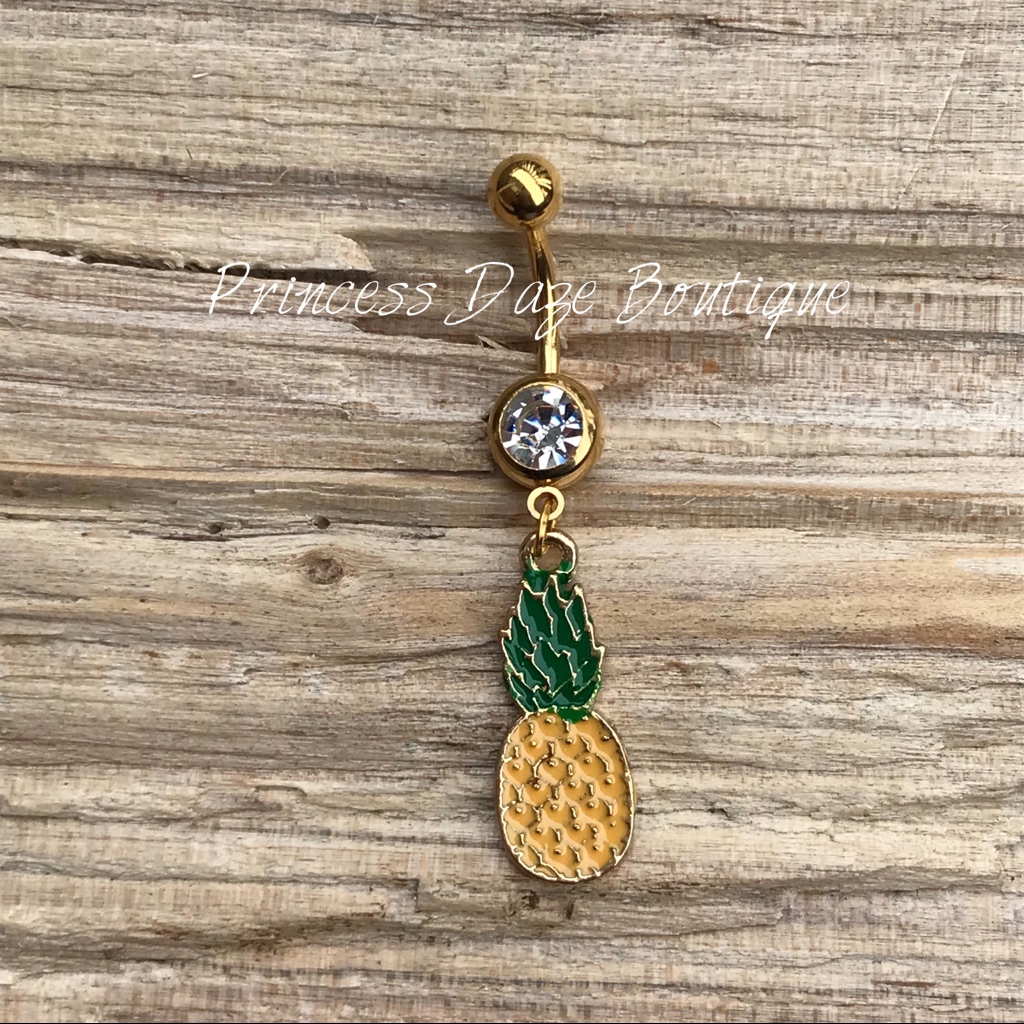Gold Pineapple Belly Button Ring